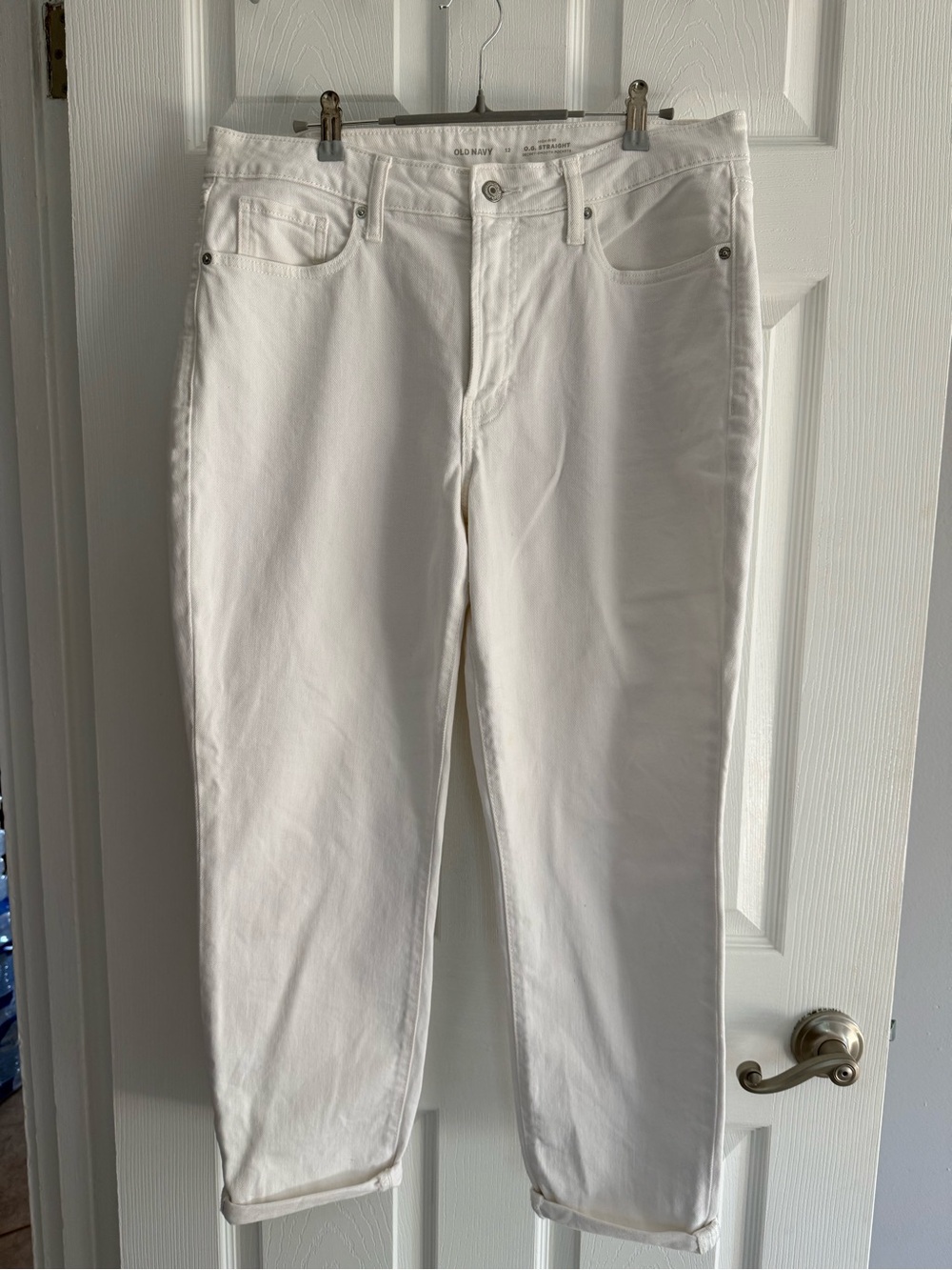 White Jeans OG straight Old Navy 5 pocket classic style size 12